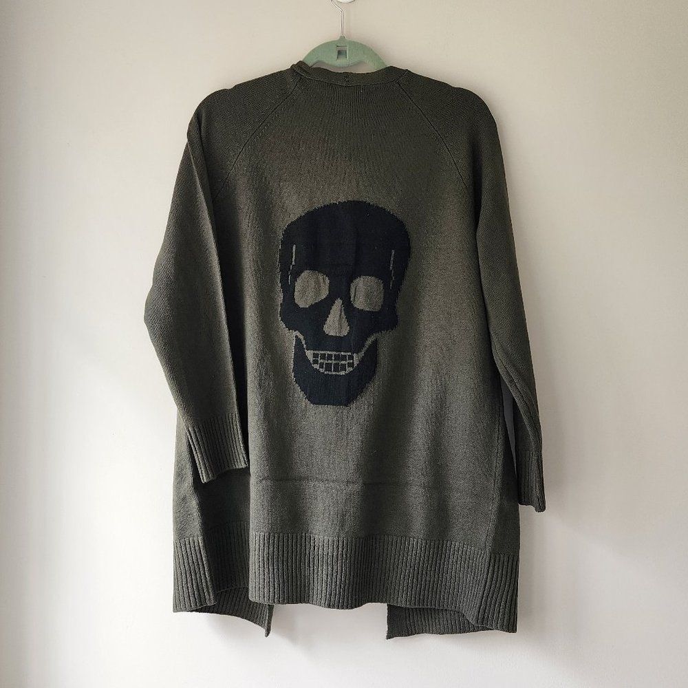 NWT Skull Back, Open Cardigan, Sweet Romeo (Size Small) Loden Green